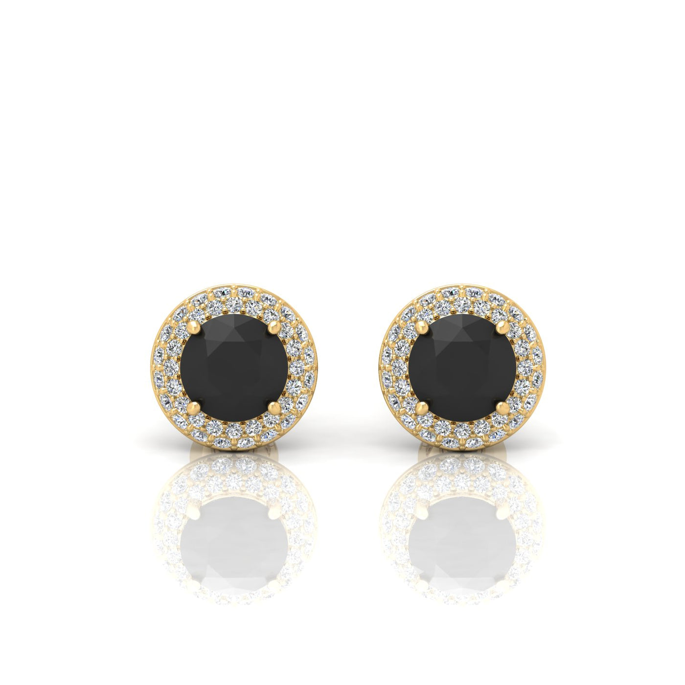 Black & White Diamond Double Halo Earrings - 1.50 Carat