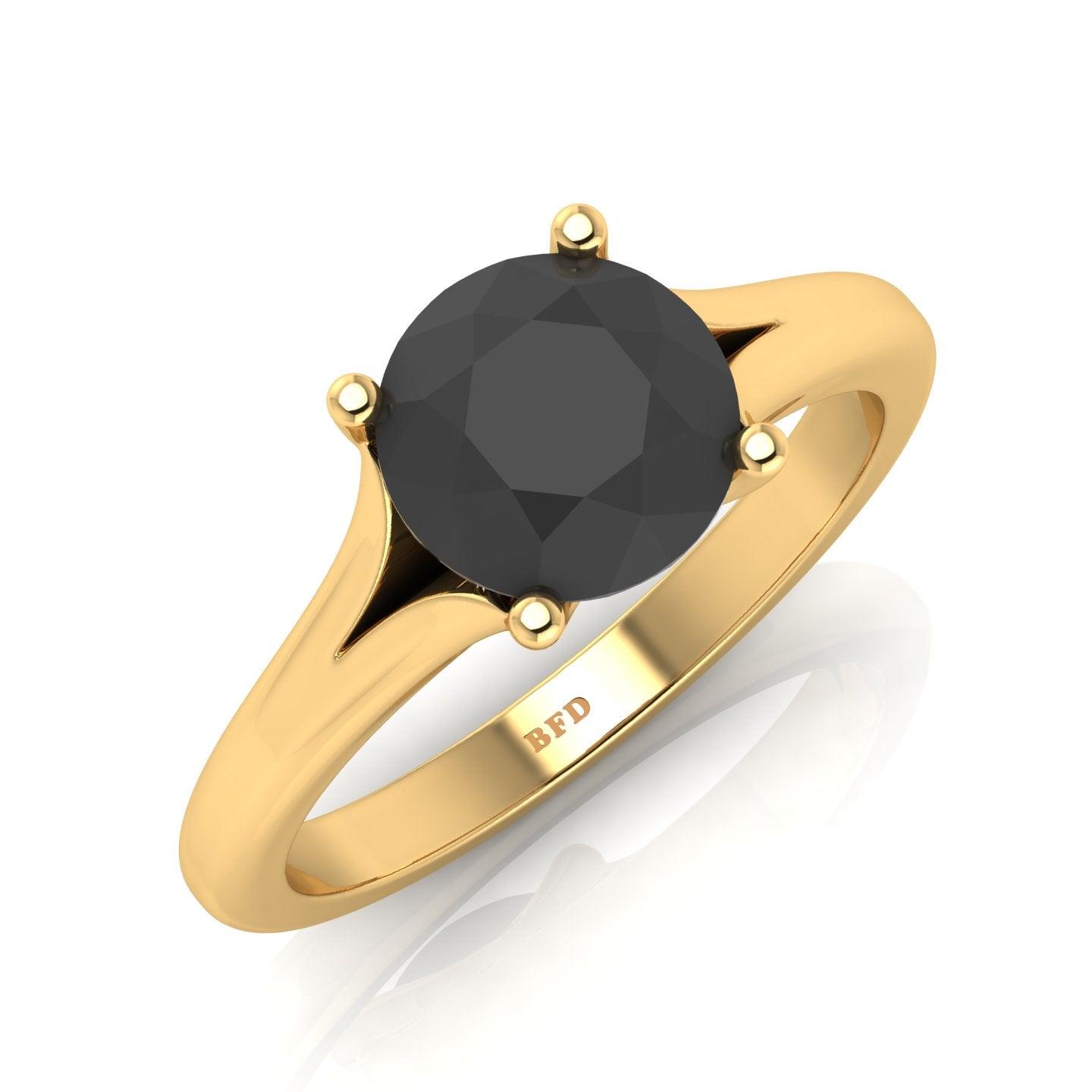 1.50CT AAA Black Round Diamond Solitaire Engagement Ring