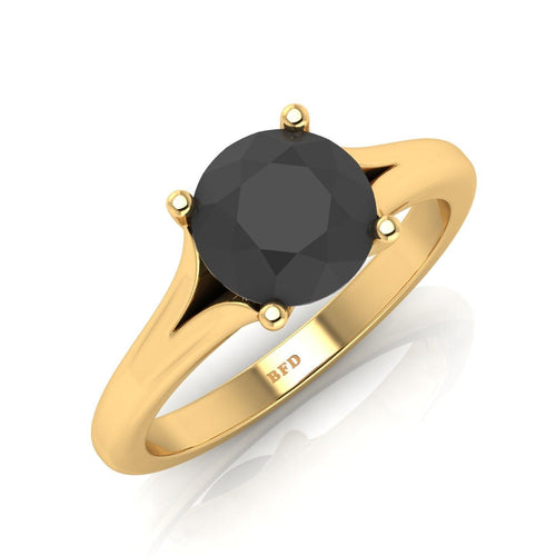 1.50CT AAA Black Round Diamond Solitaire Engagement Ring