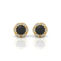 Black & White Diamond Pave Set Designer Halo Earrings - 0.80 Carat