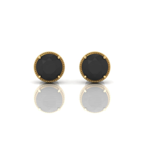 2 CT Black Diamond Claw Set With Milgrain Stud Earrings