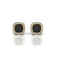 Classic Black Cushion & White Diamond Halo Earrings - 1.80 Carat