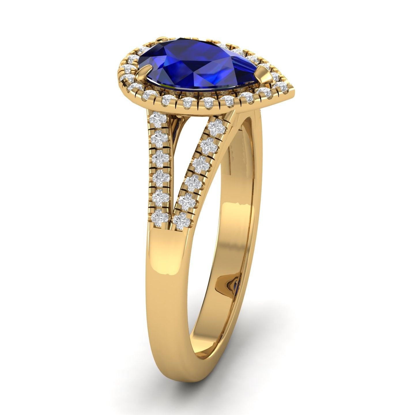 Best Deal..! 2.04Ct Tanzanite Pear & Diamond Halo Engagement Ring In Heavy 18k Gold