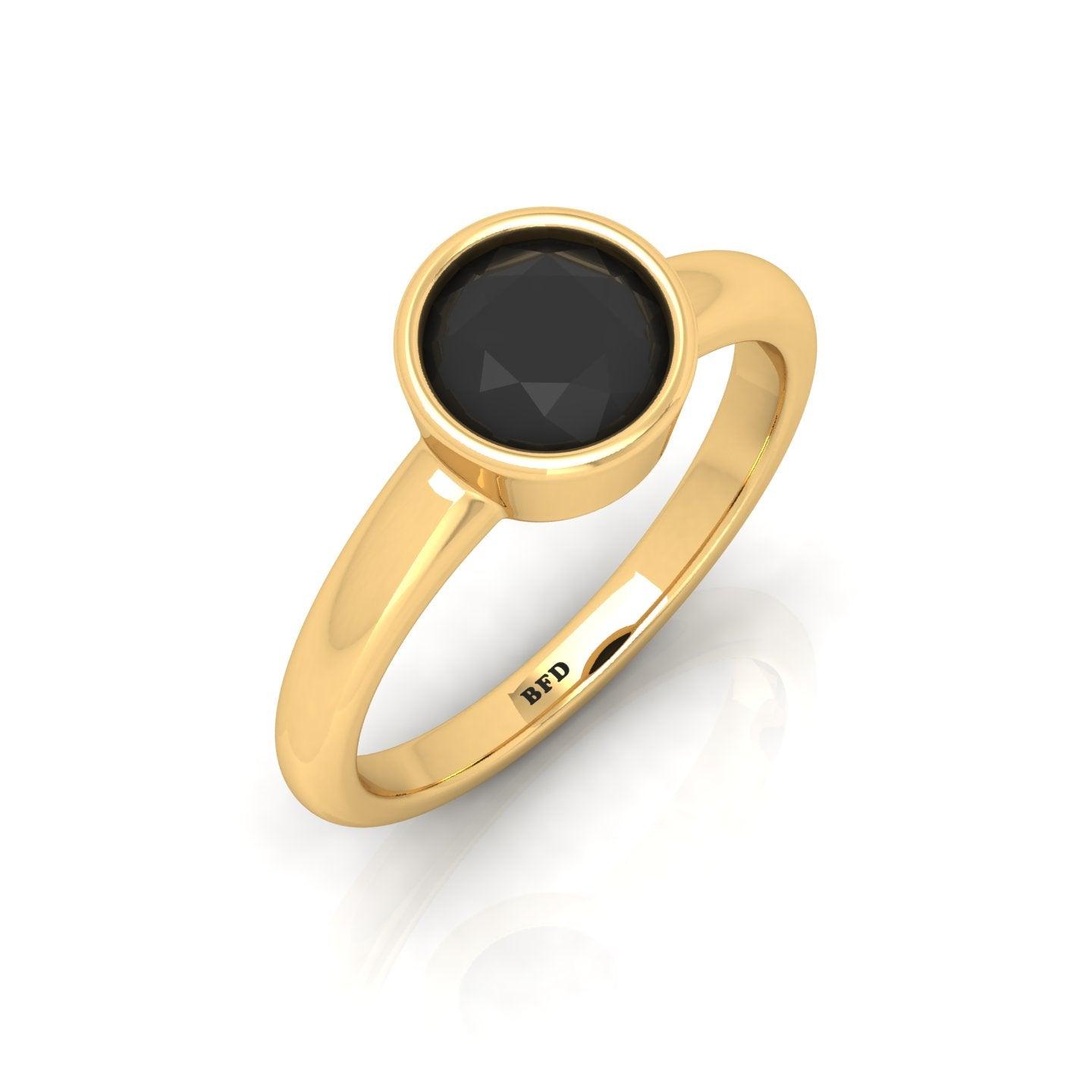 Great Offer..! Bezel Set Black Diamond Solitaire Engagement Ring - 1.00 carat