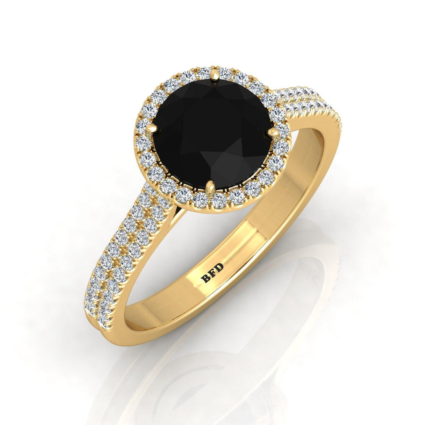 Black Diamond Halo Engagement Ring Women's Diamond Ring - 2.10 Carat