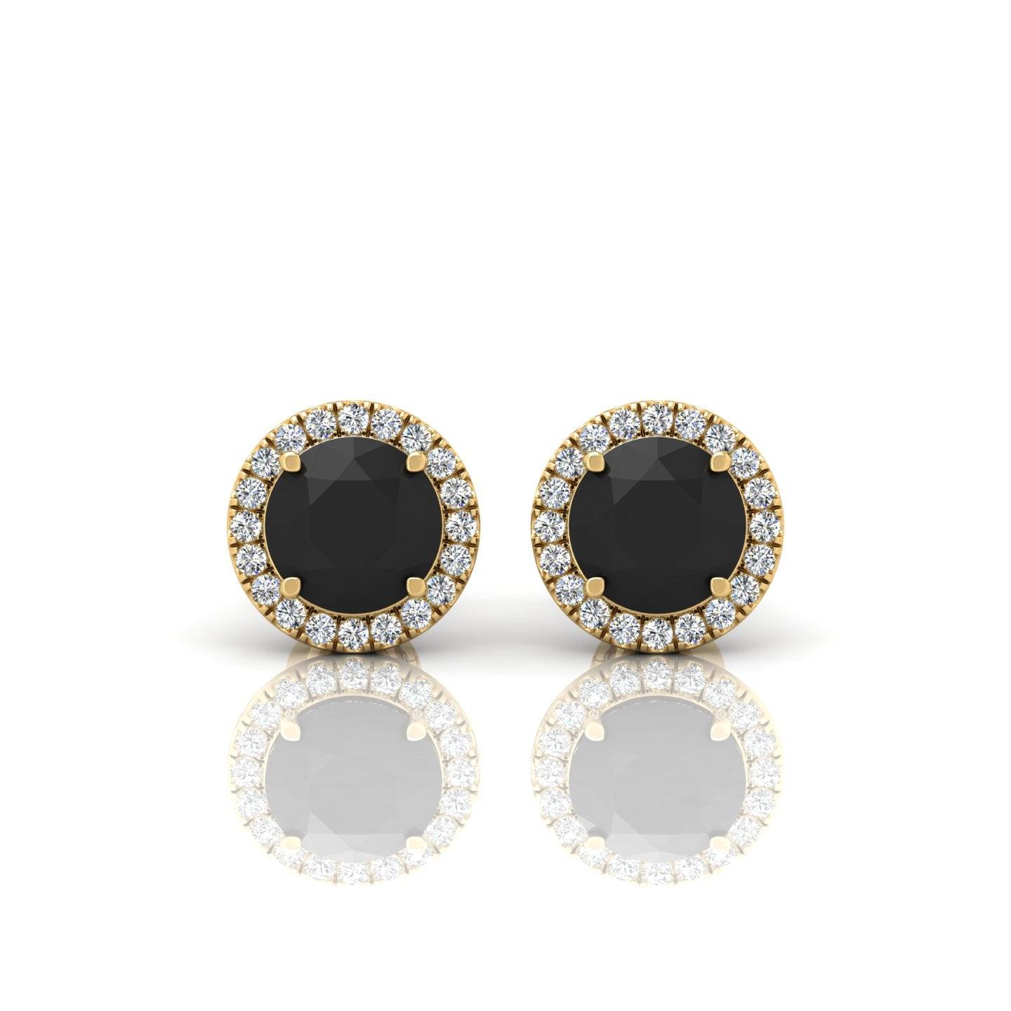 Black & White Diamond Halo Earrings For Women's In Variant Metal - 2.40 Carat