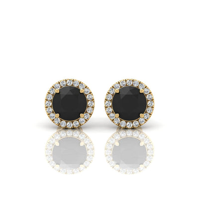 Black & White Diamond Halo Earrings For Women's In Variant Metal - 2.40 Carat