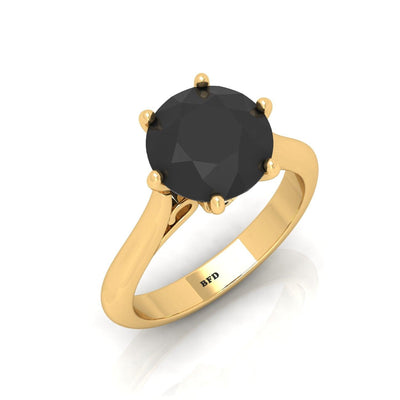 3.00 Carat AAA Huge Black Round Diamond Solitaire Engagement Ring