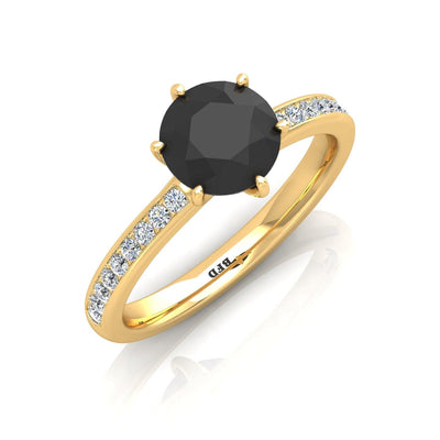 1.25 Carat Black Diamond & White Twisted Six Claw Diamond Engagement Ring