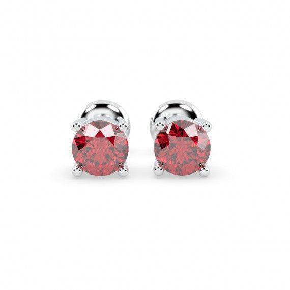 100% Natural 1.00 Ct Ruby Stud Earring , In Gold