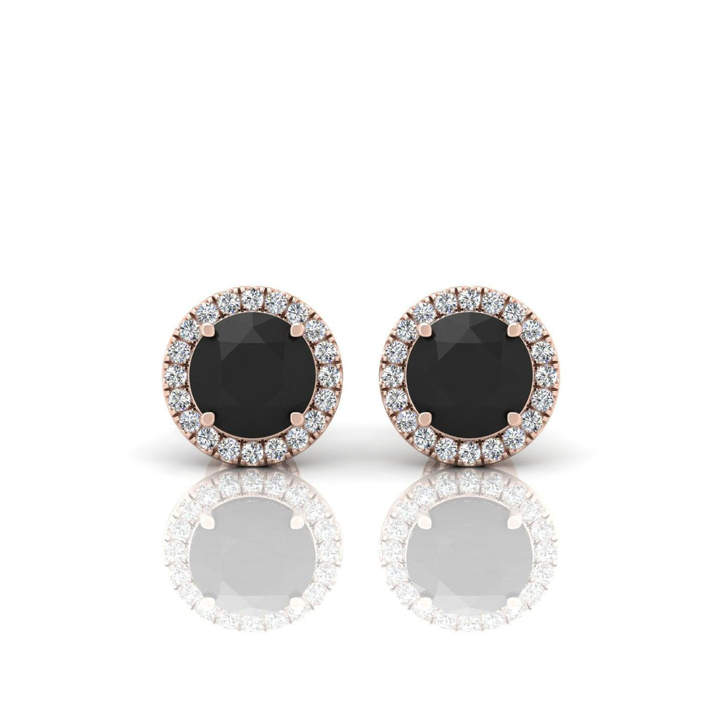 Black & White Diamond Halo Earrings For Women's In Variant Metal - 2.40 Carat