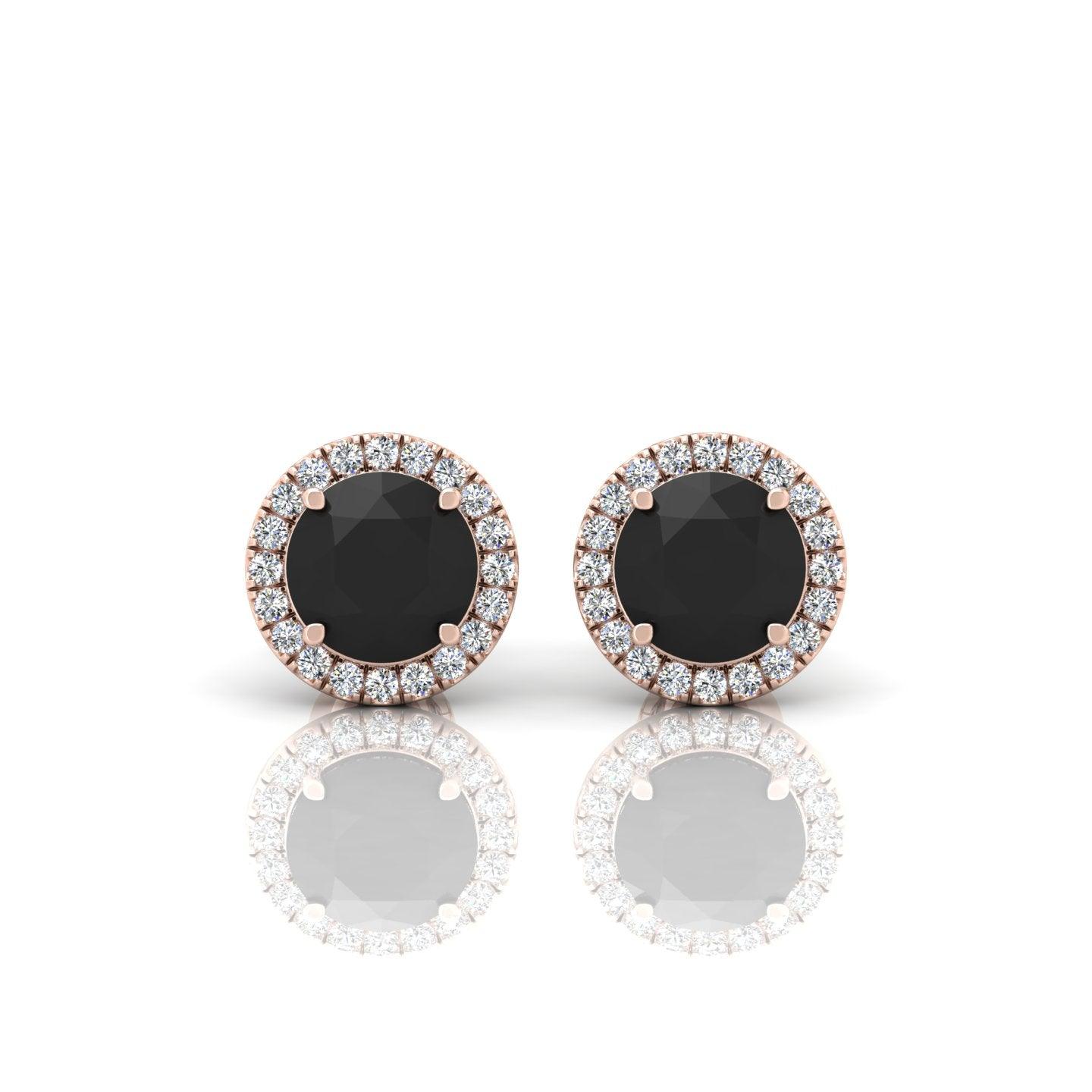 Black & White Diamond Halo Earrings For Women's In Variant Metal - 2.40 Carat