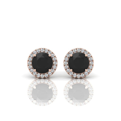 Black & White Diamond Halo Earrings For Women's In Variant Metal - 2.40 Carat