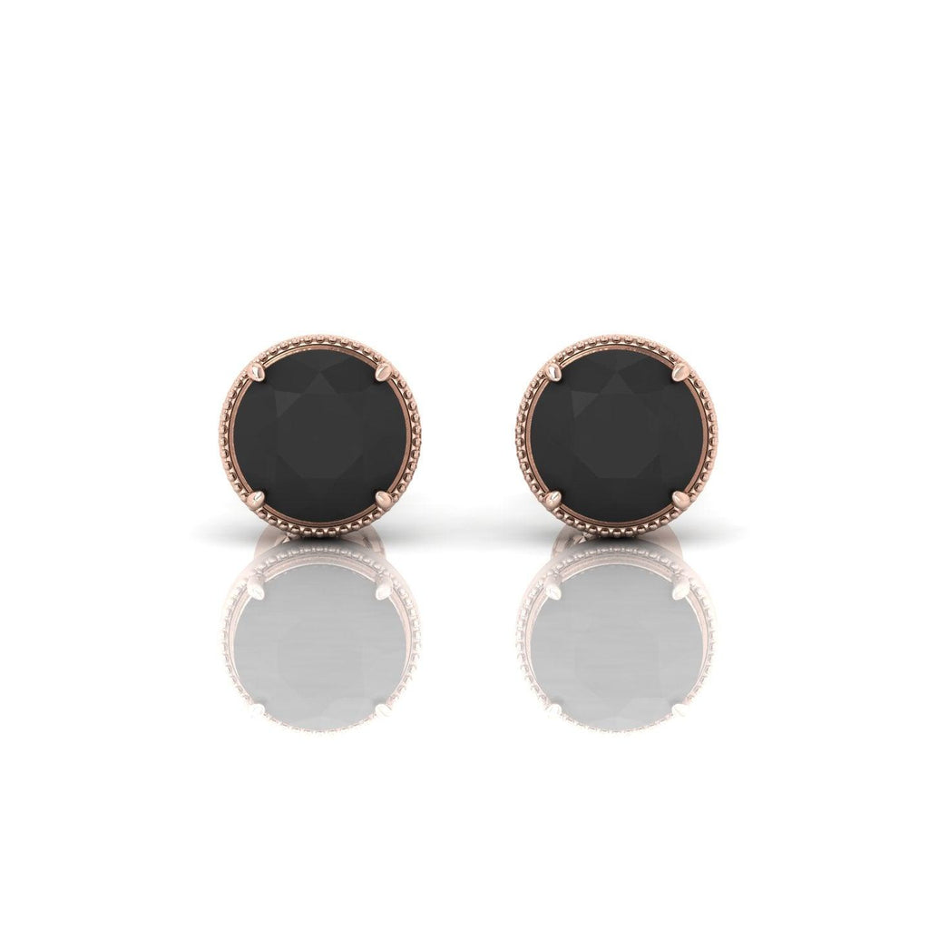 2 CT Black Diamond Claw Set With Milgrain Stud Earrings