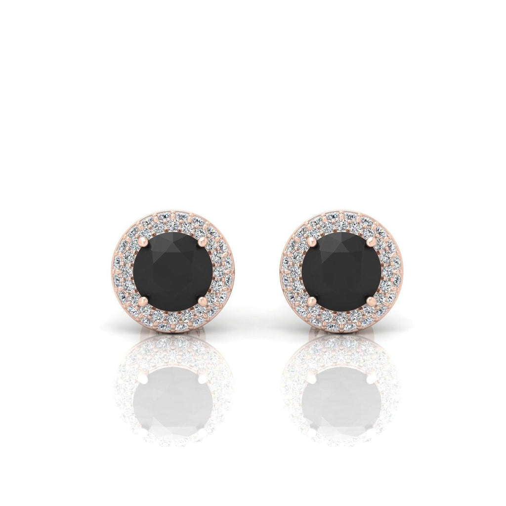 Black & White Diamond Double Halo Earrings - 1.50 Carat