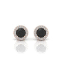 Black & White Diamond Double Halo Earrings - 1.50 Carat