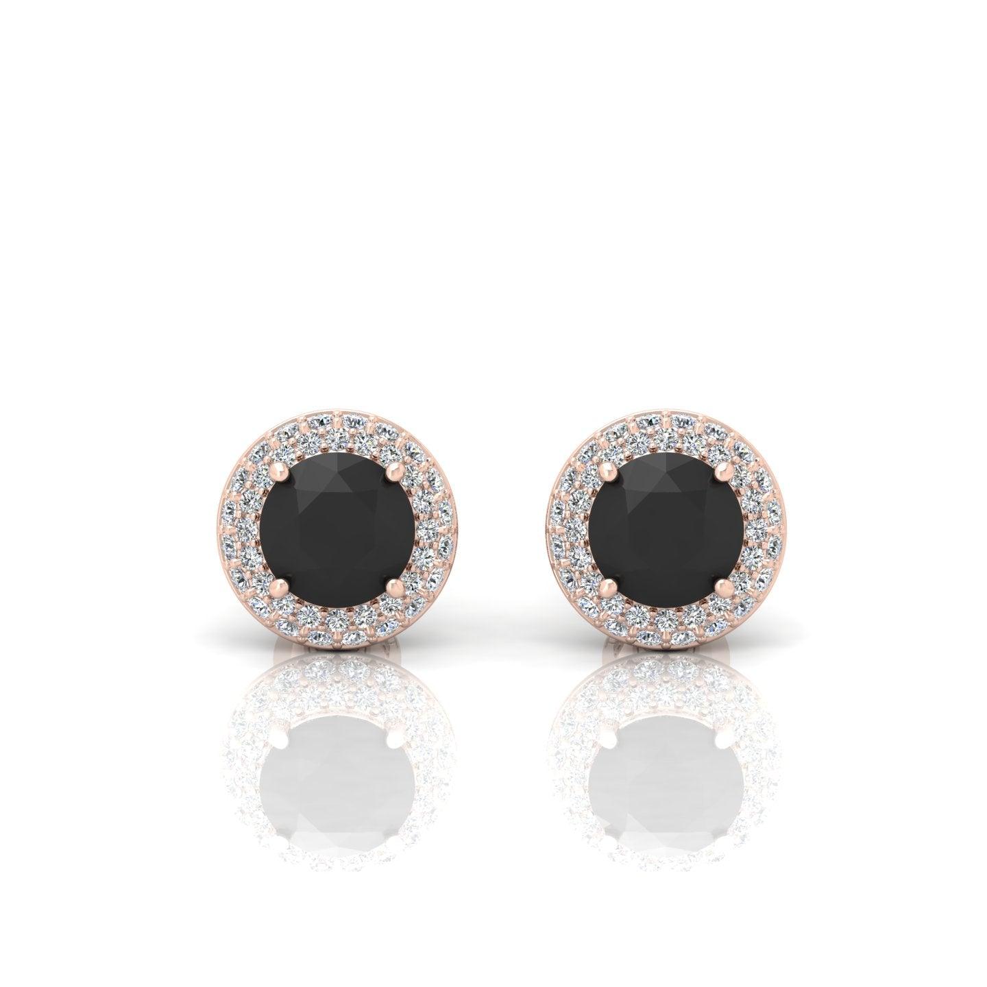 Black & White Diamond Double Halo Earrings - 1.50 Carat