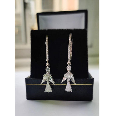 18k White Gold Natural Multi Diamond Dangle Earrings For Women - 1.50 Carat