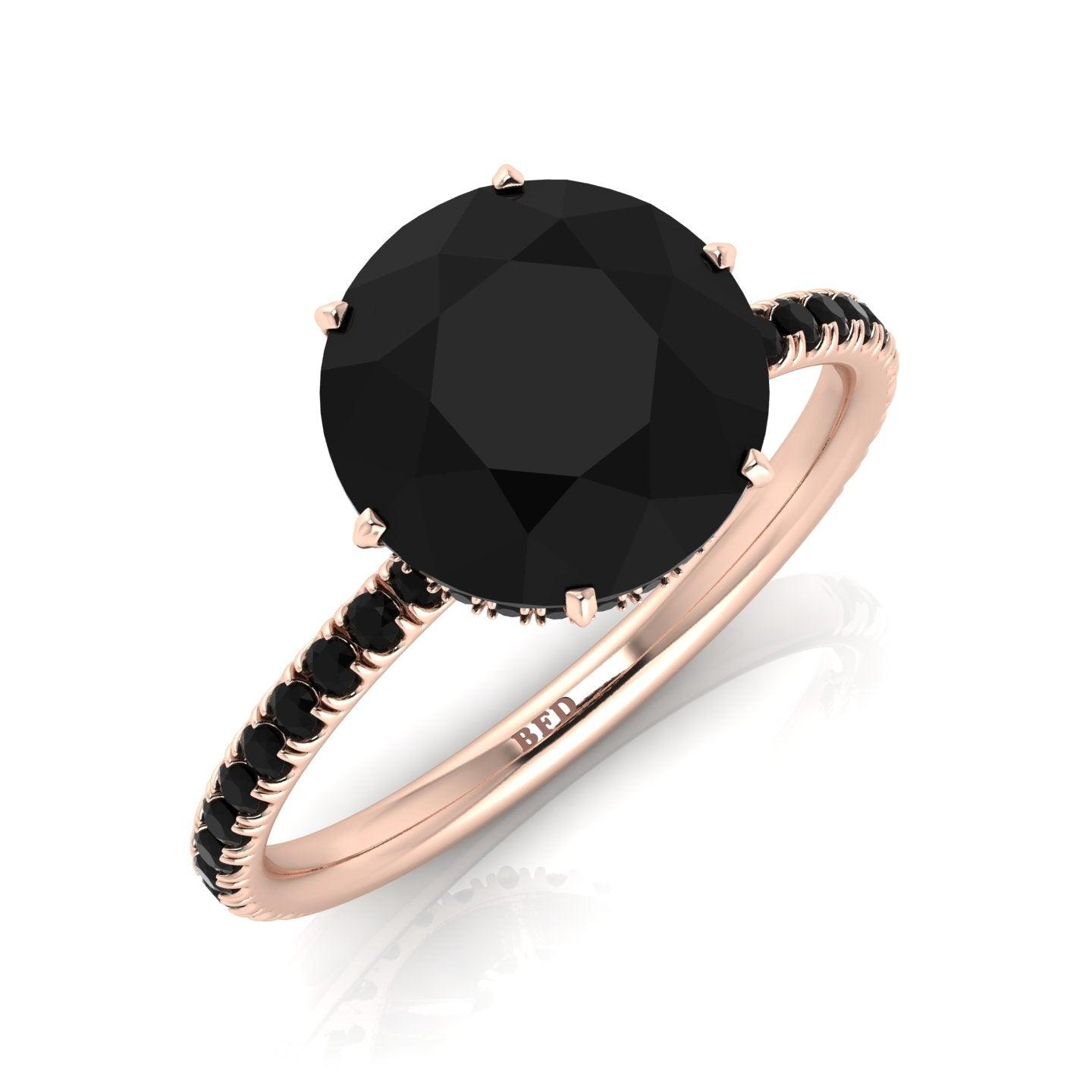 5.00 Carat Big Black Diamond Hidden Halo Engagement Ring For Women's