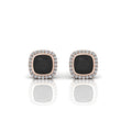 Classic Black Cushion & White Diamond Halo Earrings - 1.80 Carat