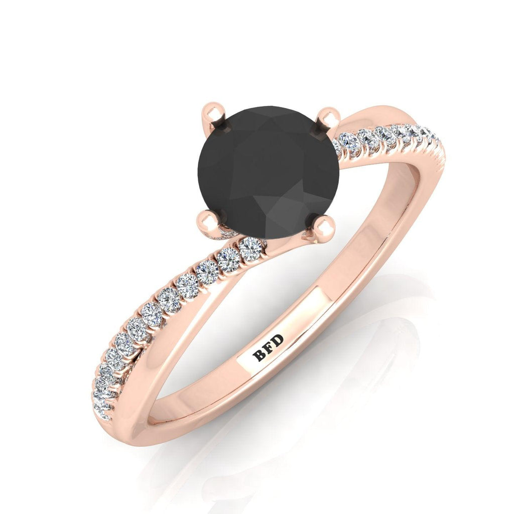 AAA Black & White Diamond Twisted Claw Set Engagement Ring For Her - 1.30 Carat