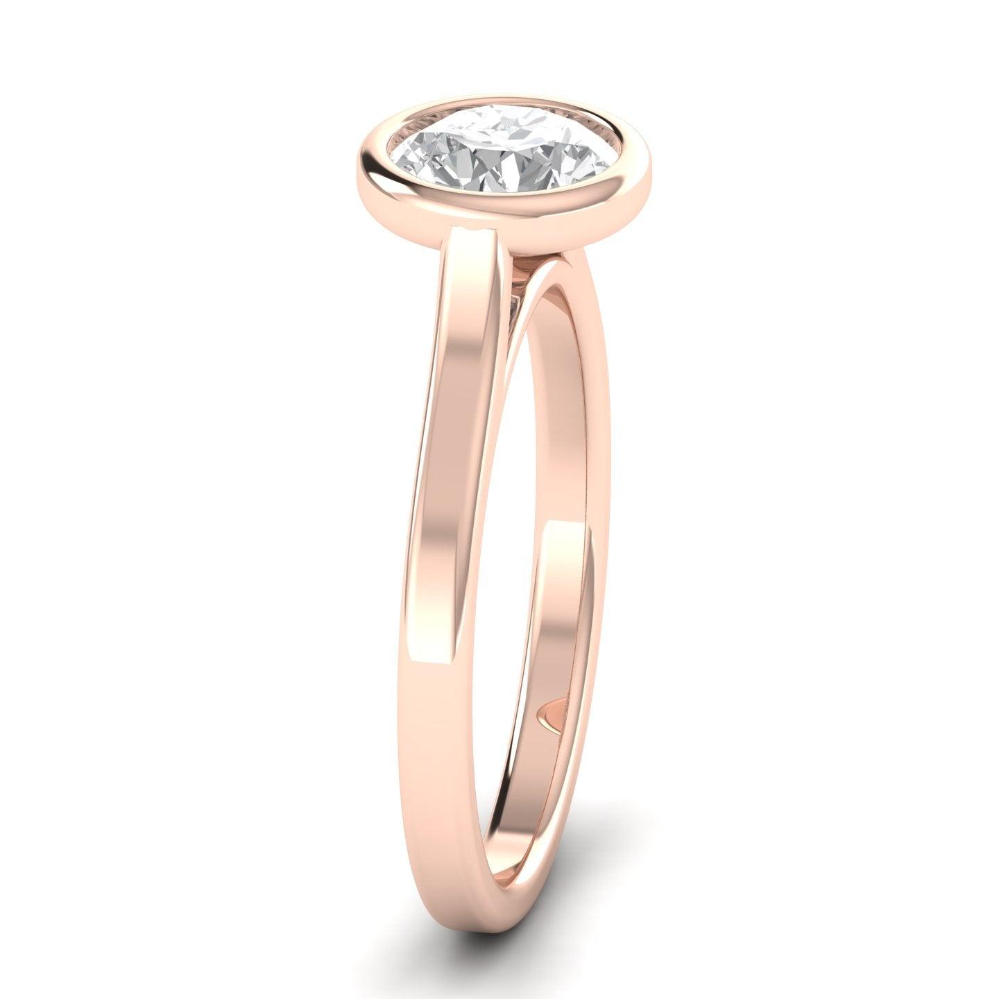 Comfort Fit Bezel Set Diamond Solitaire Engagement Ring Rose Gold