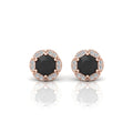 Black & White Diamond Pave Set Designer Halo Earrings - 0.80 Carat
