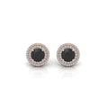 Black & White Diamond Micro Pave Set Double Halo Earrings - 2.10 Carat