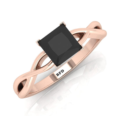 Great Offer..! 1.00CT AAA Black Princess cut Diamond Solitaire Engagement Ring