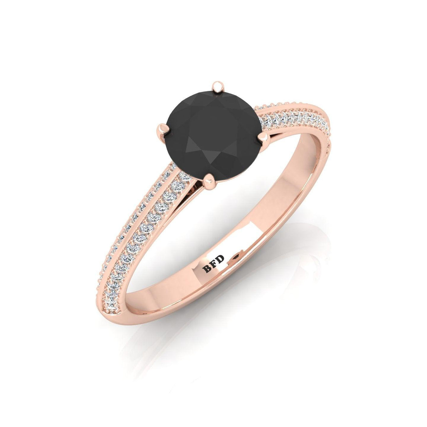 Black Diamond Engagement Ring With Shoulders 0.50 Carat F/VS Lab Grown Diamond In Variant Metal