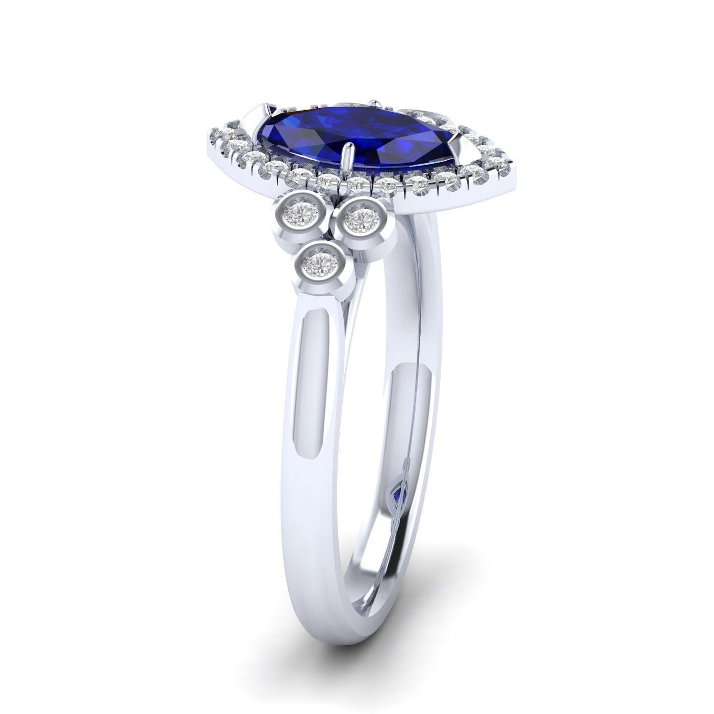 Last Piece ! 1.30Ct Tanzanite & Diamond Halo Designer Engagement Ring In Heavy Platinum