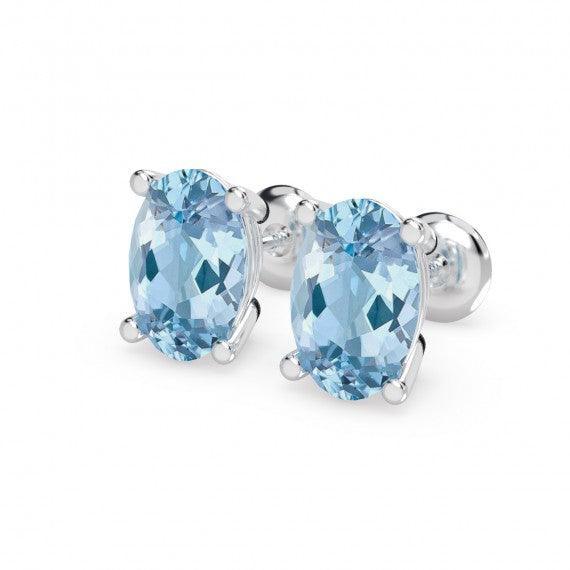 Natural 2.00 Ct Aquamarine Stud Earring in White Gold
