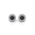 Black & White Diamond Micro Pave Set Double Halo Earrings - 2.10 Carat