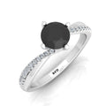 AAA Black & White Diamond Twisted Claw Set Engagement Ring For Her - 1.30 Carat
