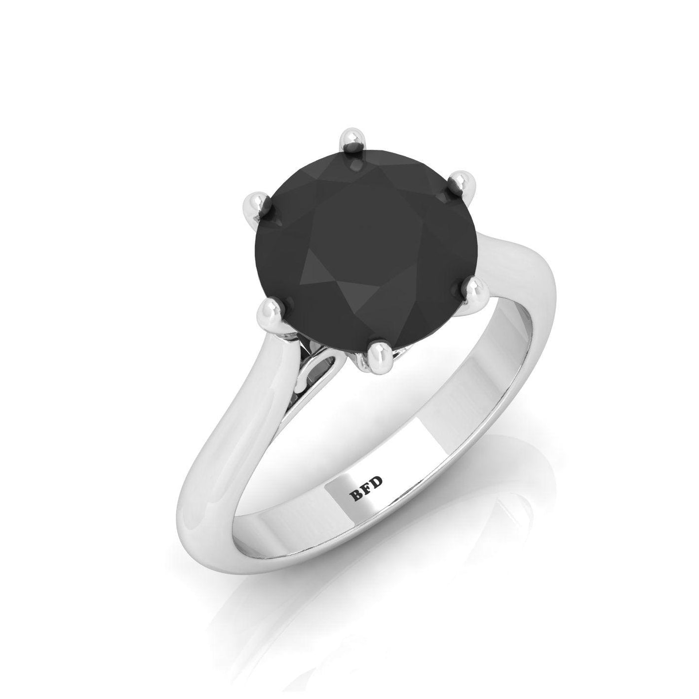 3.00 Carat AAA Huge Black Round Diamond Solitaire Engagement Ring