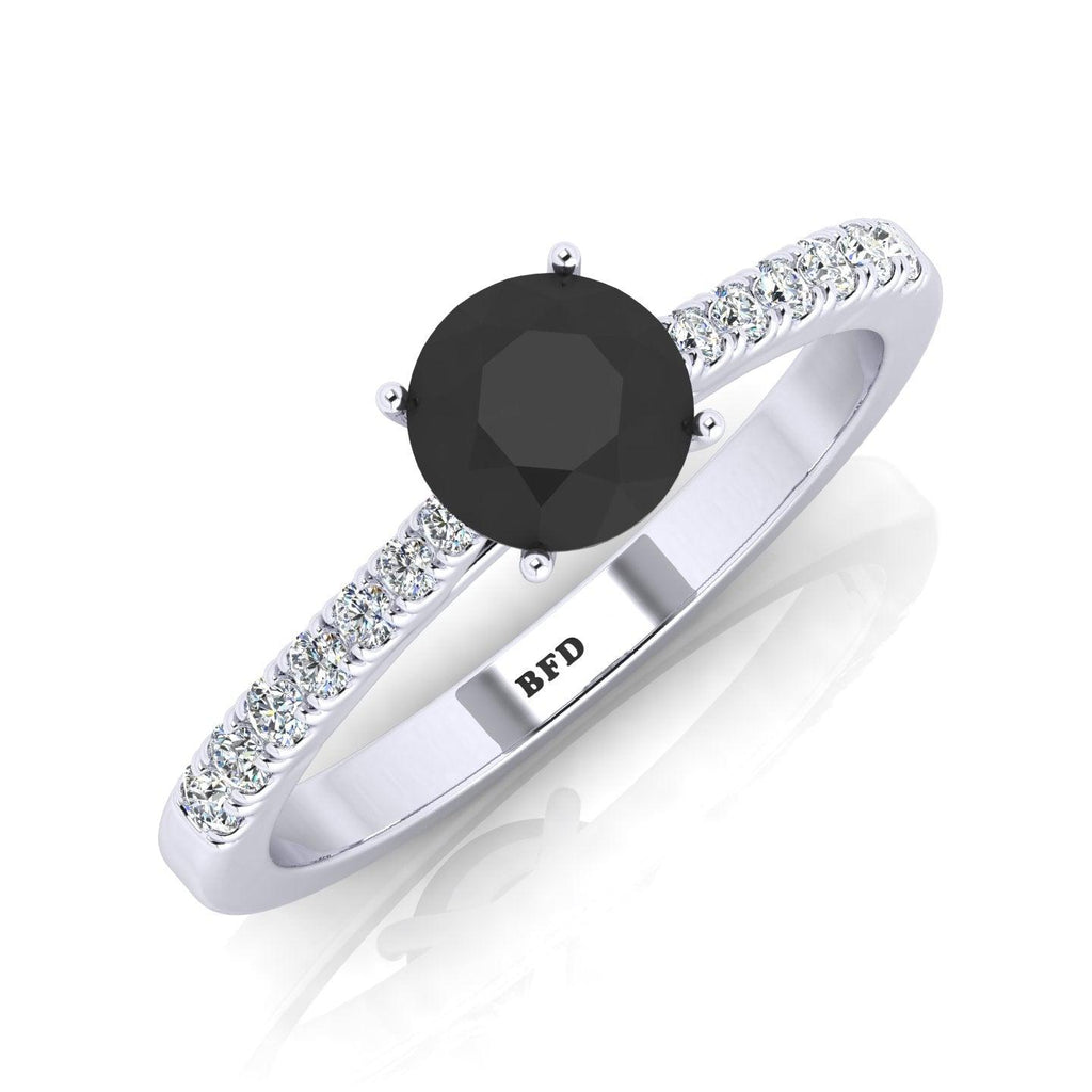 Best Seller..! 1.25CT AAA Black & White Diamond Claw Set Women's Engagement Ring