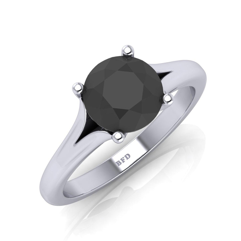 1.50CT AAA Black Round Diamond Solitaire Engagement Ring
