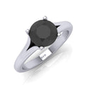 1.50CT AAA Black Round Diamond Solitaire Engagement Ring