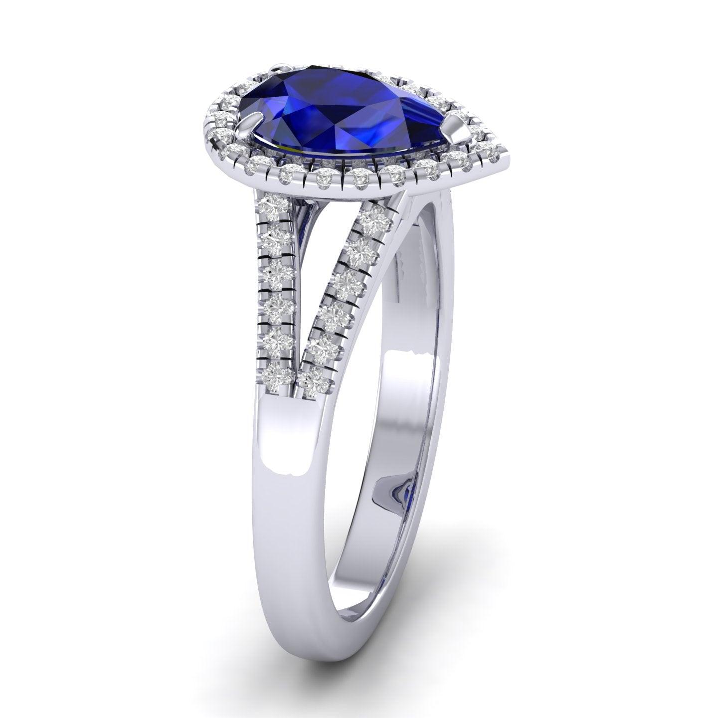 Best Deal..! 2.04Ct Tanzanite Pear & Diamond Halo Engagement Ring In Heavy 18k Gold