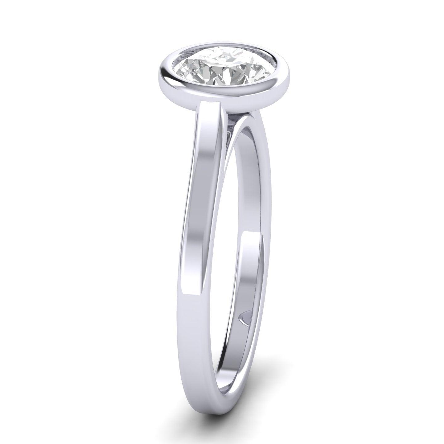 Comfort Fit Bezel Set Diamond Solitaire Engagement Ring Platinum