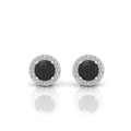 Black & White Diamond Double Halo Earrings - 1.50 Carat