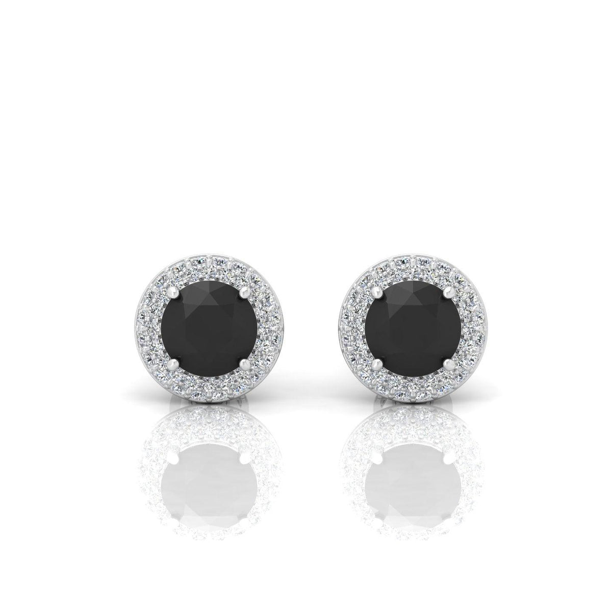 Black & White Diamond Double Halo Earrings - 1.50 Carat