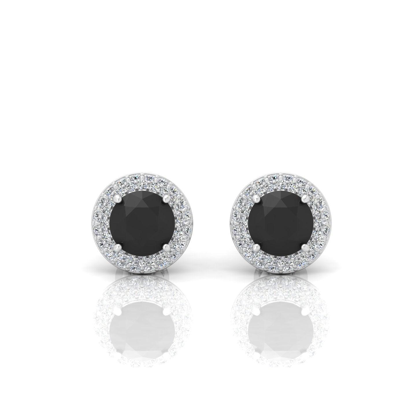 Black & White Diamond Double Halo Earrings - 1.50 Carat