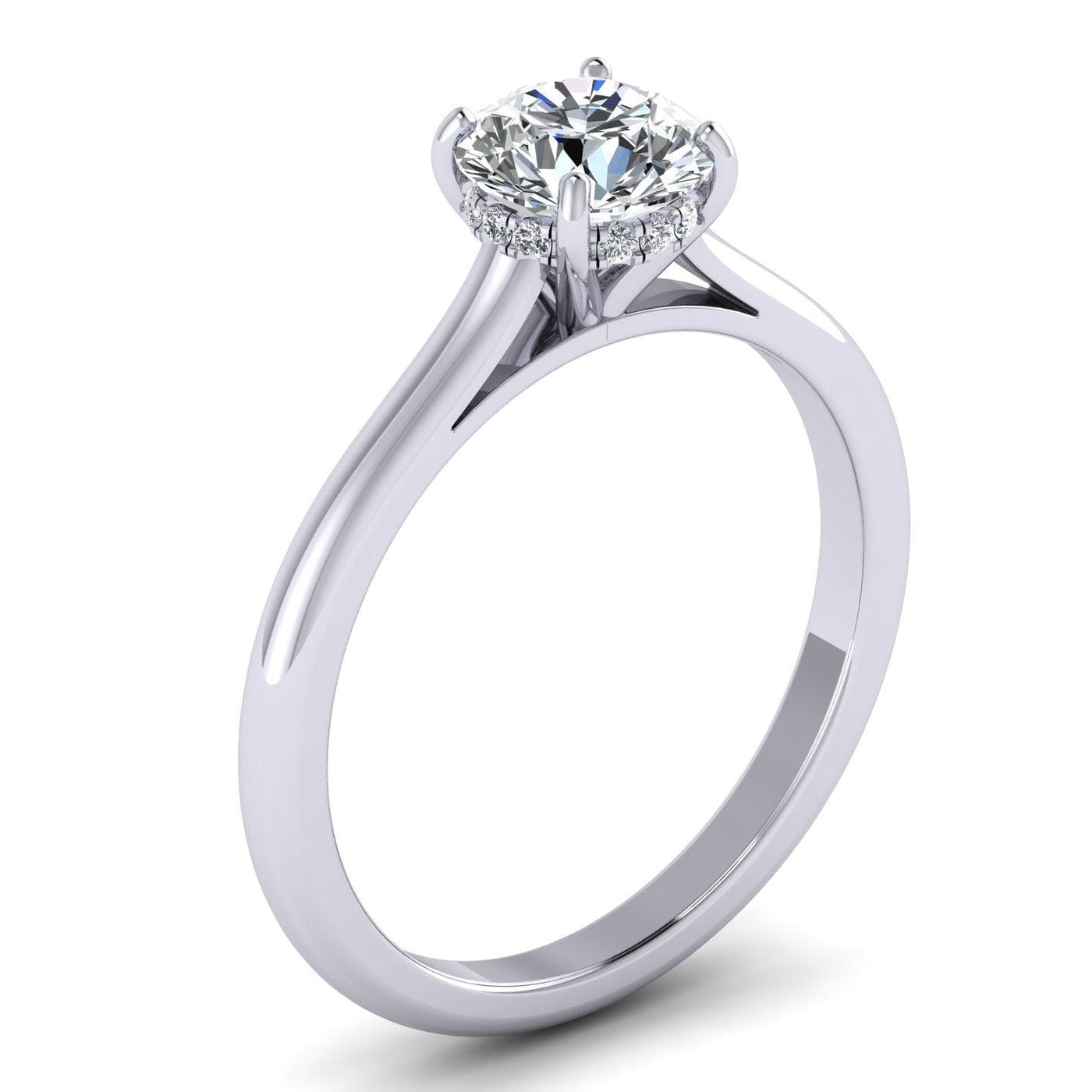 Hidden Halo - Diamond Solitaire Ring in Platinum