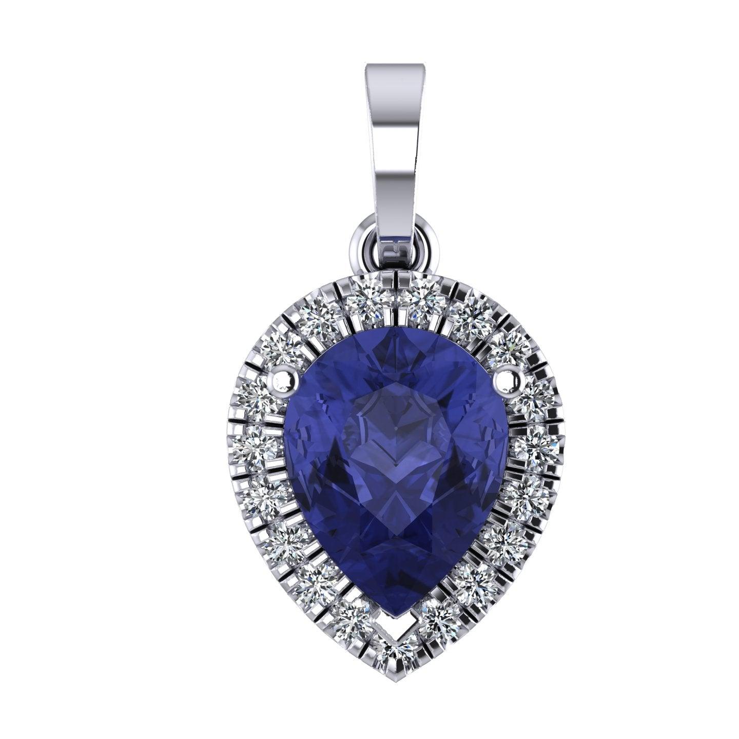 Pear Shape Tanzanite & diamond Women's Pendant - 2.00 Carat