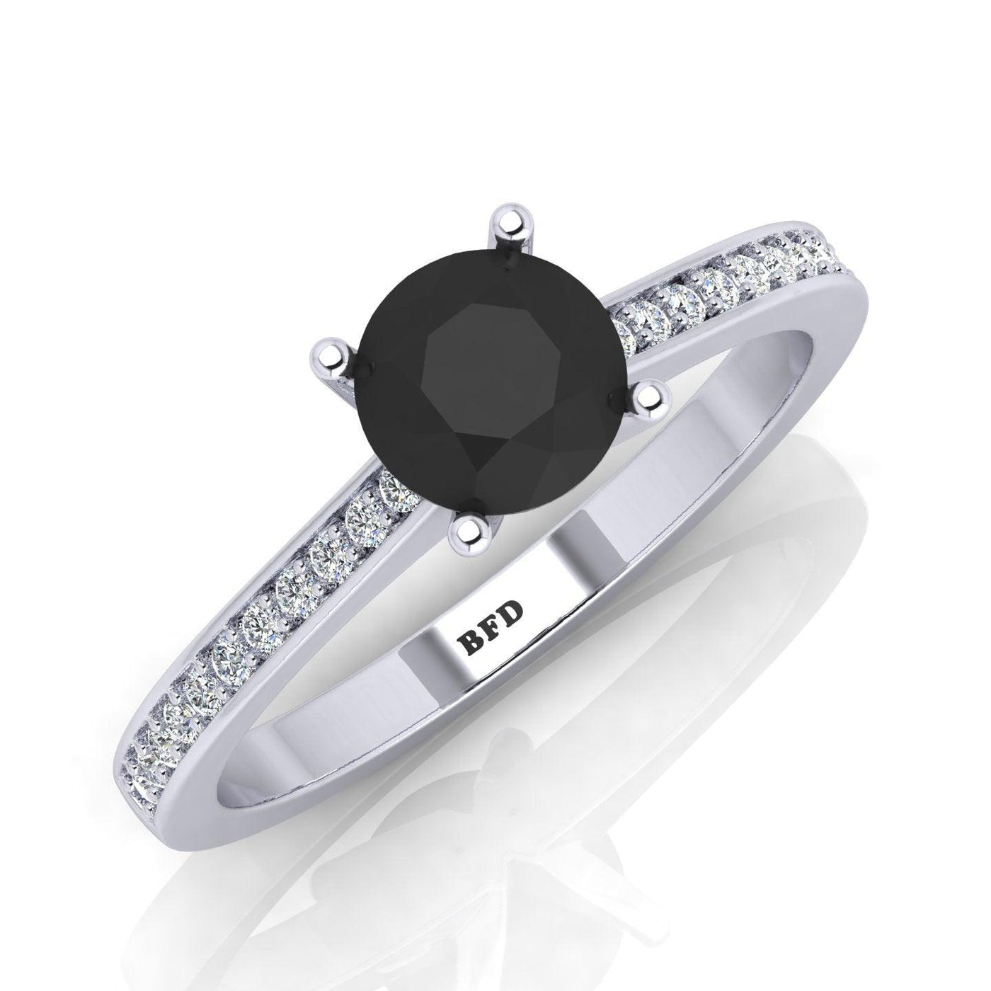 Best Offer..! 1.25CT AAA Black & White Diamond Claw Set Engagement Ring