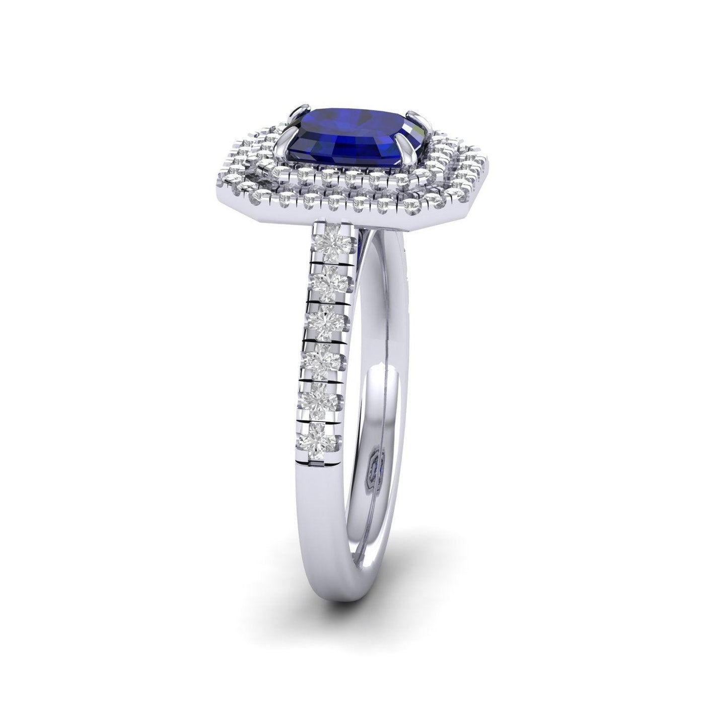 Last Piece..! 4.40Ct Tanzanite Long Cushion & Diamond Double Halo Women's Engagement Ring