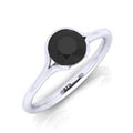 AAA Black Diamond Bezel Set Solitaire Engagement Ring - 1.00 carat