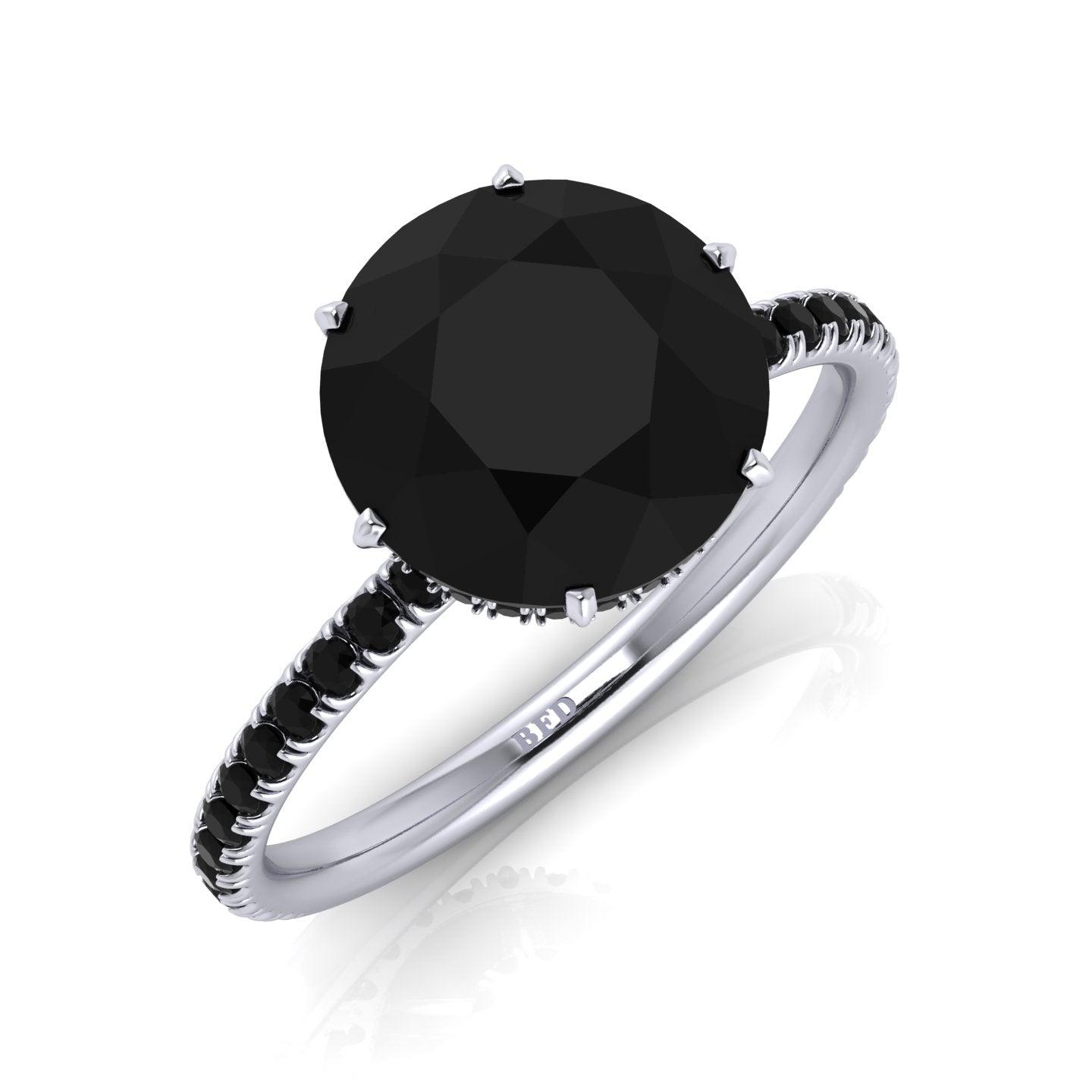 5.00 Carat Big Black Diamond Hidden Halo Engagement Ring For Women's