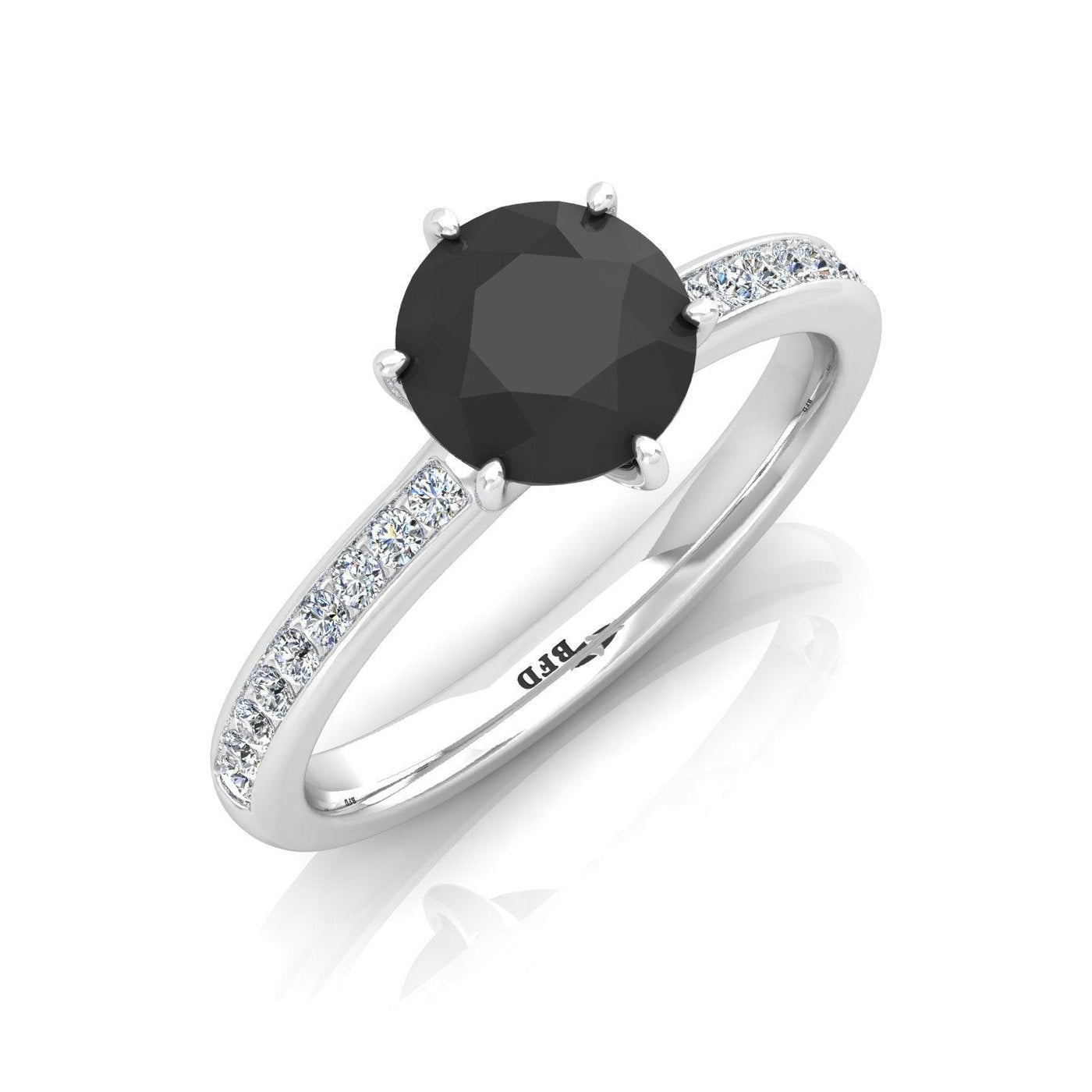 1.25 Carat Black Diamond & White Twisted Six Claw Diamond Engagement Ring